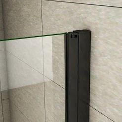 Aica Porte De Douche Pivotante Noir Mat 80x200cm En 8mm Verre Anticalcaire