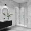 AICA porte de douche pivotante 100x185cm porte de douche pliante avec un élément fixe en 6mm verre anticalcaire