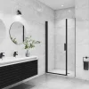 AICA porte de douche pivotante 120x200cm avec un élément fixe Porte de douche noire Hauteur 200cm en 8mm verre anticalcaire