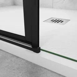 AICA porte de douche pivotante 120x200cm avec un élément fixe Porte de douche noire Hauteur 200cm en 8mm verre anticalcaire