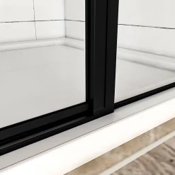 Aica porte de douche pivotante 100x185cm noir mat en 6mm verre anticalcaire installation en niche