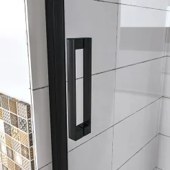Aica porte de douche pivotante 100x185cm noir mat en 6mm verre anticalcaire installation en niche