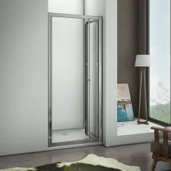 Aica Porte De Douche 100x185cm Pliante En Verre Sécurit Clair,installation En Niche