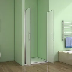 Aica Porte De Douche 90x185cm Porte Battante Verre Satiné Et Anticalcaire Porte Battante En Niche