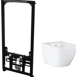 Alca Pack Bâti support pour bidet suspendu + Bidet suspendu Grohe, blanc alpin (SetBidetGrohe-1)