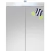 AMANDA - Armoire de toilette murale mélaminé avec bandeau lumineux blanc - 2 portes miroir. L - H - P : 60 - 77 - 17 cm