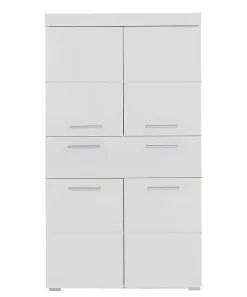 AMANDA - Meuble de salle de bain mélaminé - Meuble Commode. Blanc brillant. L-H-P : 73 - 132 - 31 cm