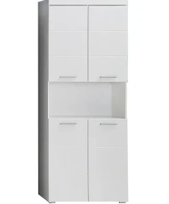AMANDA - Meuble de salle de bain mélaminé - Meuble Colonne. Blanc brillant. L-H-P : 73 - 190 - 31 cm