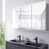 Amoire de toilette MFC 3 portes miroirs, éclairage LED, prise de courant intérieure + 4 tablettes verre, 120x71x19cm (LxHxP), VARO