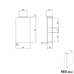 Amoire de toilette suspendue 40x19x72,5cm (LxPxH), 1 porte mirroir, éclairage LED + prise électrique, Charnières mobiles, NEO