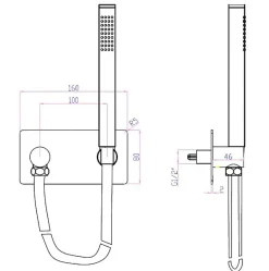 Applique murale avec support de douche CZT050B - y compris douchette à main et flexible