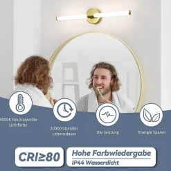 Applique murale de salle de bain à LED NETTLIFE 8W, lampe de salle de bain, applique murale 4000K IP44
