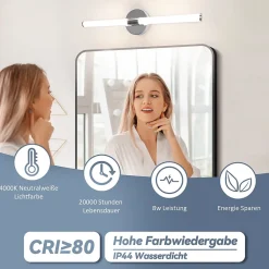 Applique murale de salle de bain NETTLIFE LED - 8W 60CM 4000K IP44