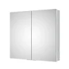 Armoire à glace aluminium murale salle de bain et toilettes, étagère avec miroir avec LED encastrée + prise, UP7012, H.70cmxL.80cm