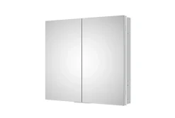 Armoire à glace aluminium murale salle de bain et toilettes, étagère avec miroir avec LED encastrée + prise, UP7012, H.70cmxL.80cm