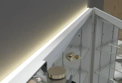 Armoire à glace aluminium murale salle de bain + toilettes, étagère avec miroir avec LED encastrée + prise, UP7012, H.70cmxL.120cm