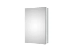 Armoire à glace aluminium murale salle de bain + toilettes, étagère + miroir LED encastrée + prise, UP7012, H.70cm, Largeur 50cm