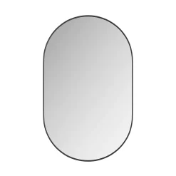 Armoire à Miroir Ovale Murale avec Cadre Métallique Noir - Meuble de Salle de Bain avec Étagères Réglables, 51.5x85 cm, Noir