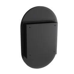 Armoire à Miroir Ovale Murale avec Cadre Métallique Noir - Meuble de Salle de Bain avec Étagères Réglables, 51.5x85 cm, Noir