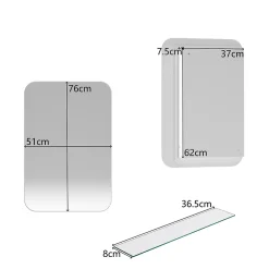 Armoire à miroir rectangulaire avec cadre métal, armoire murale à étagères réglables, pour salle de bain ou chambre, blanc