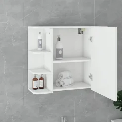 Armoire à miroir salle de bain meuble cabinet toilette murale blanc 80x64x21 cm