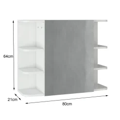 Armoire à miroir salle de bain meuble cabinet toilette murale blanc 80x64x21 cm
