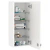 Armoire à pharmacie murale verrouillable - 5 niveaux - verre panneaux blanc