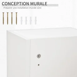 Armoire à pharmacie murale verrouillable - 5 niveaux - verre panneaux blanc