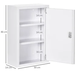 Armoire à pharmacie verrouillable 3 niv. 2 clés logo croix acier blanc