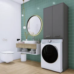 Armoire au-dessus du lave-linge, gris, 31 x 64 x 180 cm