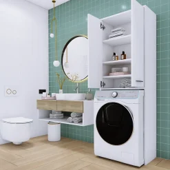 Armoire au-dessus du lave-linge, gris, 31 x 64 x 180 cm