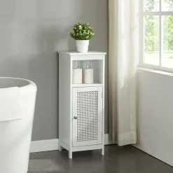 Armoire basse de salle de bain Karlsoey avec 1 porte MDF PVC 80 x 30 x 28 cm blanc en.casa