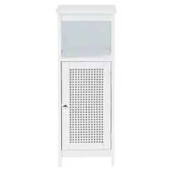 Armoire basse de salle de bain Karlsoey avec 1 porte MDF PVC 80 x 30 x 28 cm blanc en.casa