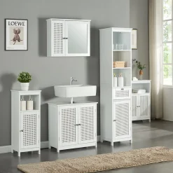 Armoire basse de salle de bain Karlsoey avec 1 porte MDF PVC 80 x 30 x 28 cm blanc en.casa