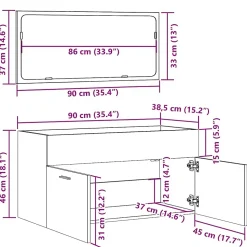 Armoire de bain avec miroir gris béton bois d'ingénierie vidaXL