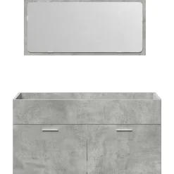 Armoire de bain avec miroir gris béton bois d'ingénierie vidaXL