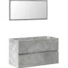 Armoire de bain avec miroir gris béton bois d'ingénierie vidaXL