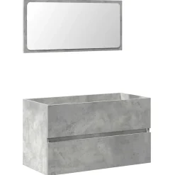 Armoire de bain avec miroir gris béton bois d'ingénierie vidaXL