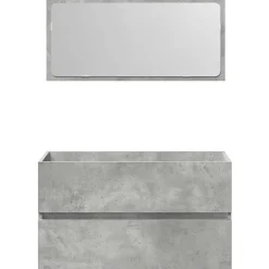 Armoire de bain avec miroir gris béton bois d'ingénierie vidaXL