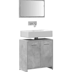Armoire de bain avec miroir gris béton bois d'ingénierie vidaXL
