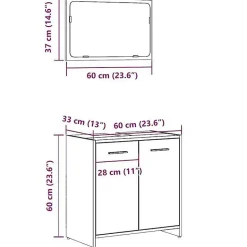 Armoire de bain avec miroir gris béton bois d'ingénierie vidaXL