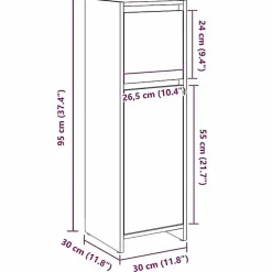 Armoire de bain chêne artisanal 30x30x95 cm bois d'ingénierie vidaXL