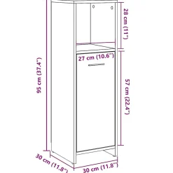 Armoire de bain chêne artisanal 30x30x95 cm bois d'ingénierie vidaXL