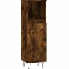 Armoire de bain chêne fumé 30x30x100 cm bois d'ingénierie vidaXL