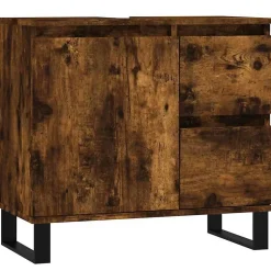 Armoire de bain chêne fumé 65x33x60 cm bois d'ingénierie vidaXL