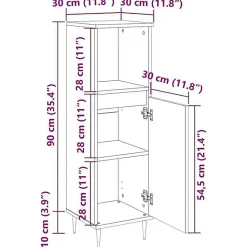 Armoire de bain chêne fumé 30x30x100 cm bois d'ingénierie vidaXL