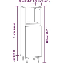 Armoire de bain chêne marron 30x30x100 cm bois d'ingénierie vidaXL