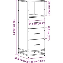 Armoire de bain chêne marron 35x37,5x100 cm bois d'ingénierie vidaXL