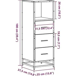 Armoire de bain chêne marron 35x37,5x100 cm bois d'ingénierie vidaXL