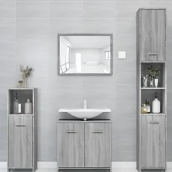 Armoire de bain Sonoma gris 30x30x183,5 cm Bois d'ingénierie vidaXL